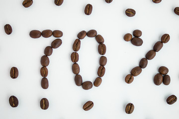  Percentage sign, 70%, discount, promotion, coffee beans