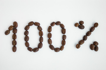  Percent sign, 100%, discount, promotion, coffee beans