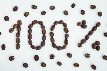  Percent sign, 100%, discount, promotion, coffee beans