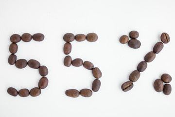 Percent sign, 55%, discount, promotion, coffee beans