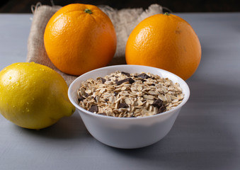 citrus and flakes with chocolate