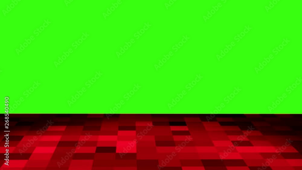 Poster animated pixelated loop on green screen background 3d