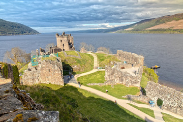 Fototapeta premium Urquhart Castle and Loch Ness in Scotland