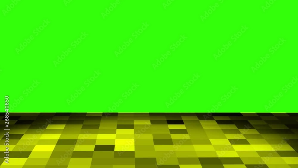 Poster animated pixelated loop on green screen background 3d
