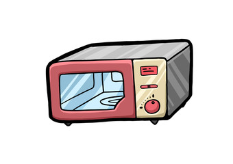 Fototapeta premium Hand Drawn microwave oven doodle. Sketch style icon. Decoration element. Isolated on white background. Flat design. Vector illustration.