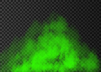 Green smoke  or fog isolated on transparent background.