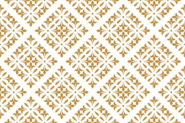 Flower geometric pattern. Seamless vector background. White and gold ornament. Ornament for fabric, wallpaper, packaging, Decorative print