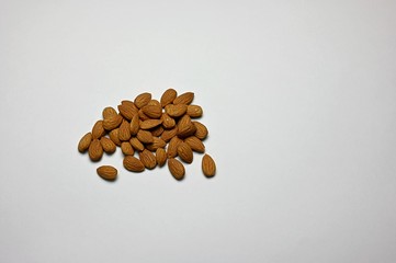 Group of Almonds with White Background