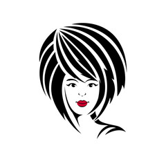 Portrait of a girl in a flat style can be used as a logo for a beauty salon, Vector illustration