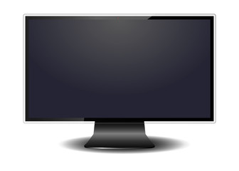 TV screen monitor, monitor with shadow and  glare on isolated background, realistic vector illustration