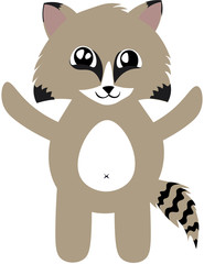 Cute raccoon in cartoon style. Children's illustration.