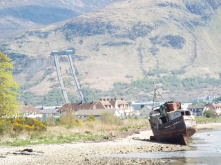 shipwreck in mountains