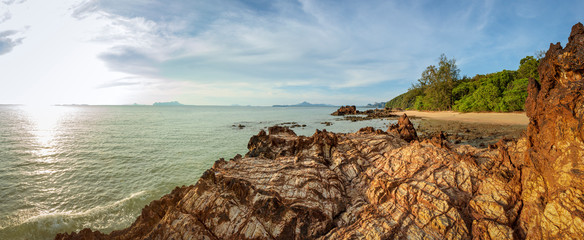 Beach and stone formations on the island Koh Libong, Thailand