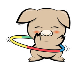 Illustrations of pig action logo on white background, Animals vector of isolated a cute pig icon