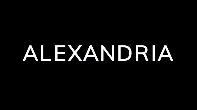 From the Glitch effect arises city ALEXANDRIA. Then the TV turns off. Alpha channel Premultiplied - Matted with color black