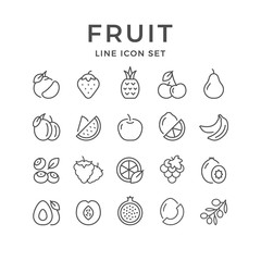 Set line outline icons of fruit