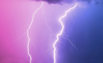 Lightning strikes the sky.