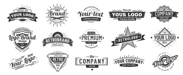 Fototapeta Vintage badge. Retro brand name logo badges, company label and hipster frame vector illustration set obraz