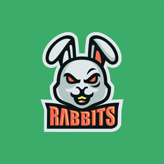 angry rabbit head esport logo mascot vector illustration © tarubumi