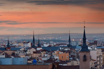 Naklejka premium Madrid rooftop sunset view