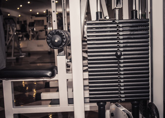 training machine in the training center. training tools in the gym close-up