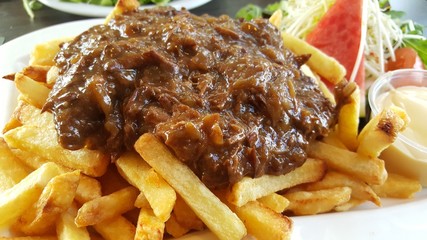 beef stew with french fries