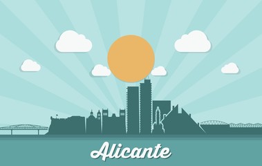 Alicante skyline - Spain - vector illustration - Vector