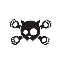 Cat skull and crossbones cross paws - vector illustration - Vector