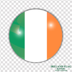 Bright button with flag of Ireland. Happy St. Patricks Day background. Bright illustration with irish flag.