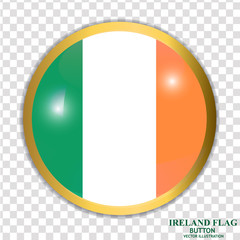 Bright button with flag of Ireland. Happy St. Patricks Day background. Bright illustration with irish flag.