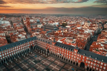 Madrid plaza Mayor aerial view