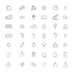 Food and drink set of 42 icons backgound