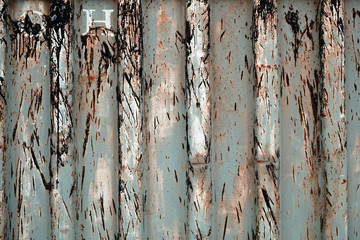 Dirty rusty ribbed metal surface. Grunge background