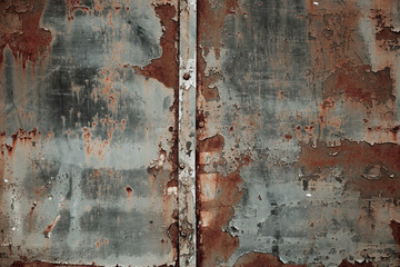 Texture of rusty metal with peeling paint
