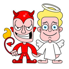 Angel And Demon Good And Evil Vector For T-shirt
