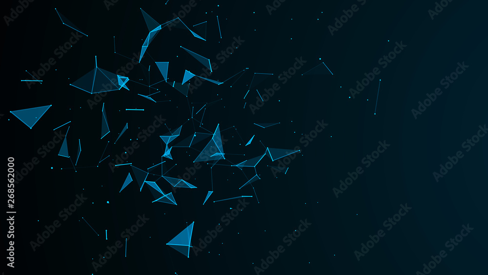 Aufkleber Abstract digital background. Cosmic particles. The effect of plexus. Big data visualization. 3d rendering