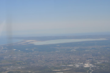 The beautiful natural Wetland Limassol Salt Lake Overview landscape in Cyprus