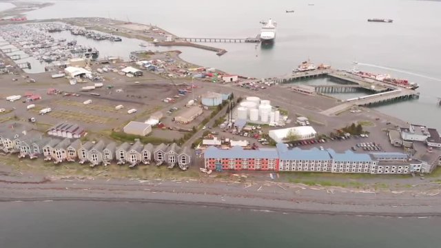 Views of Kachemak bay and the busy spit in Homer Alaska 