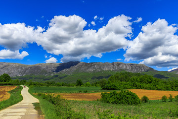 Picturesque mountain landscape with winding road