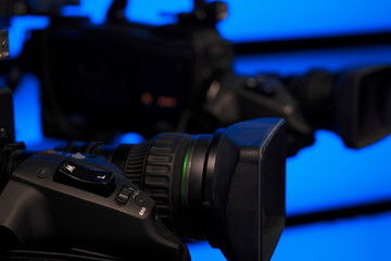 Fototapeta na wymiar Television cameras in TV studio.
