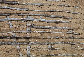 Old Weathered Damaged House of the Mud Wall