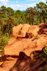 Large colorful ochre deposits, located in Roussillon, small Provensal town in  Natural Regional...