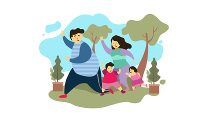 Family Gathering Day in the Park Vector Illustration In Isolated White Background, suitable for landing page, ui, web banners, mobile apps intro card, print, news editorial, flyer, and event graphics