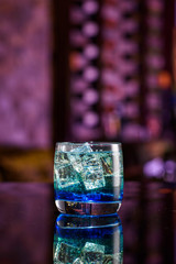Blue Bull Cocktail on the Bar Counter