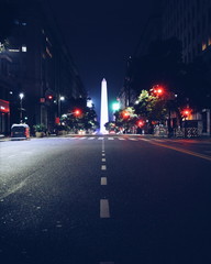 Fototapeta na wymiar Buenos Aires Obelisk at night on 9 de Julio avenue