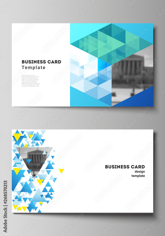 Poster the minimalistic abstract vector illustration of the editable layout of two creative business cards 