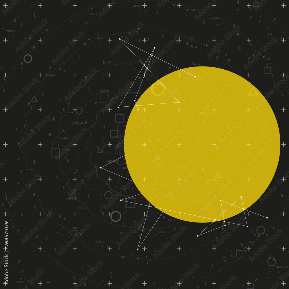 Poster trendy modern science or technology 3d background with dynamic particles. cyberspace grid. futuristi