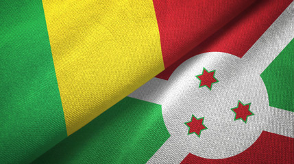 Mali and Burundi two flags textile cloth, fabric texture 
