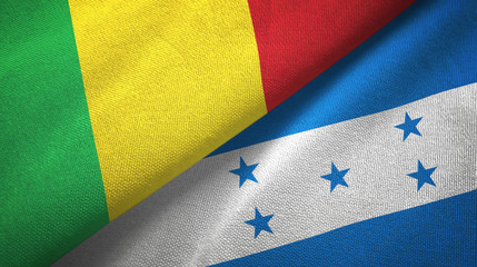 Mali and Honduras two flags textile cloth, fabric texture
