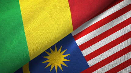 Mali and Malaysia two flags textile cloth, fabric texture